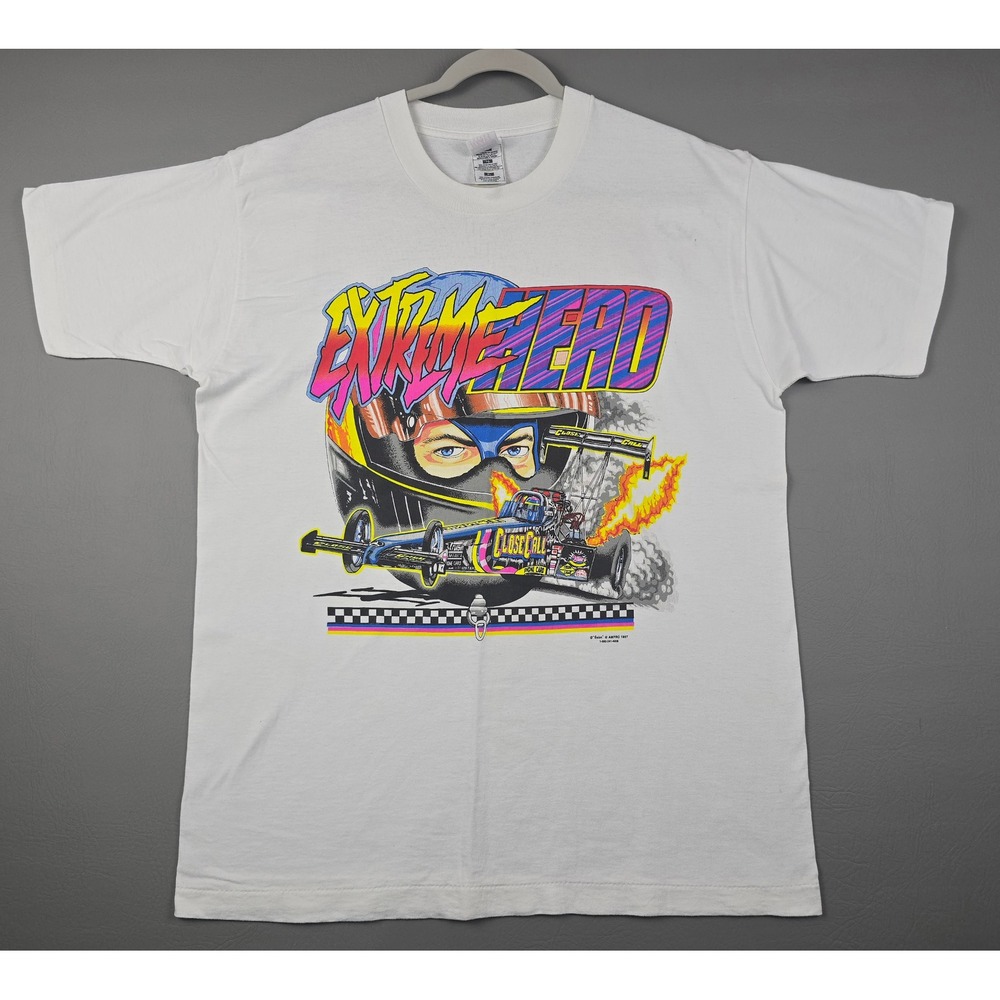 Vintage 1997 Gator Ampro Drag Racing T-Shirt Autographed White XL Single Stitch